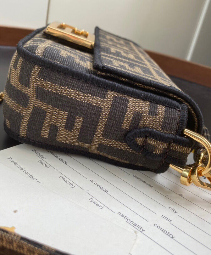 Fendi Mini Baguette Fabric Bag 8BS0171 Coffee